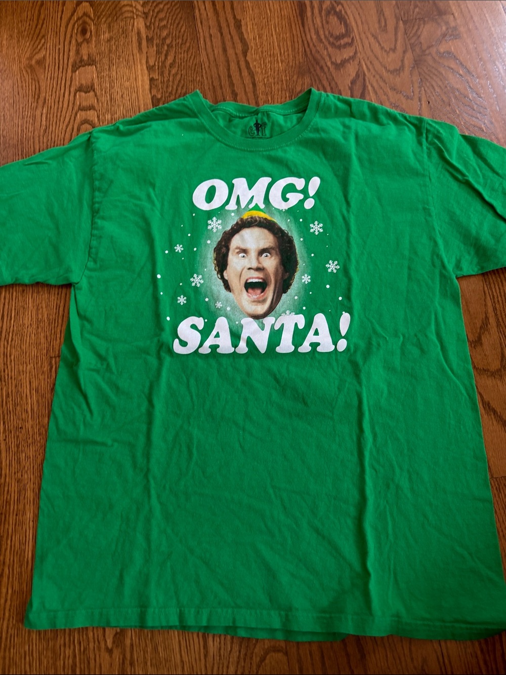 Elf OMG! SANTA TSHIRT - green size L